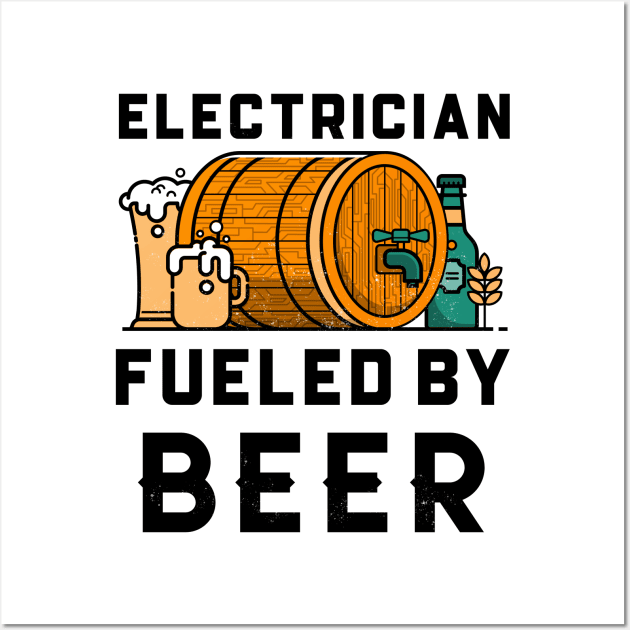 Funny Electrician Beer Lover Design Wall Art by Big Jack Tees